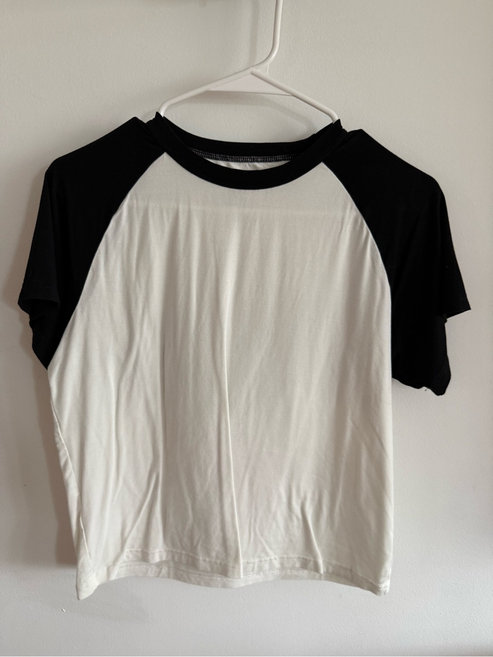 Women's Black & White Raglan Short Sleeve Tee